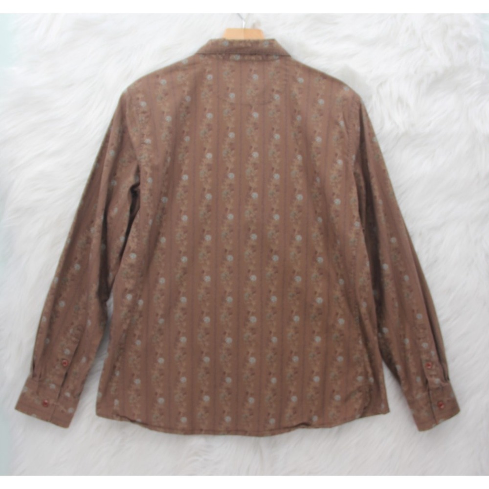Bit & Bridle Women's XL Brown Button Equestrian Western Cowboy Floral Cotton Bld - Picture 3 of 12